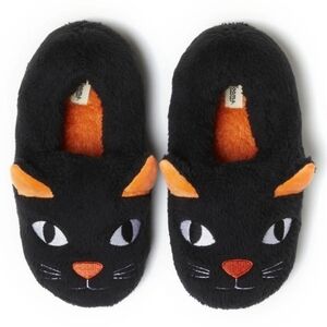 Halloween Black Cat Dearfoams Slippers New Men's 7-8 Women's 9-10
